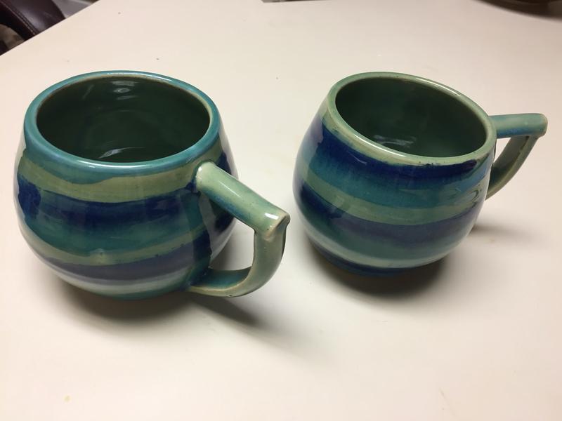 Handmade striped mugs